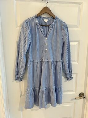 J Crew Classic Striped Summer Dress Blue White Size 2
